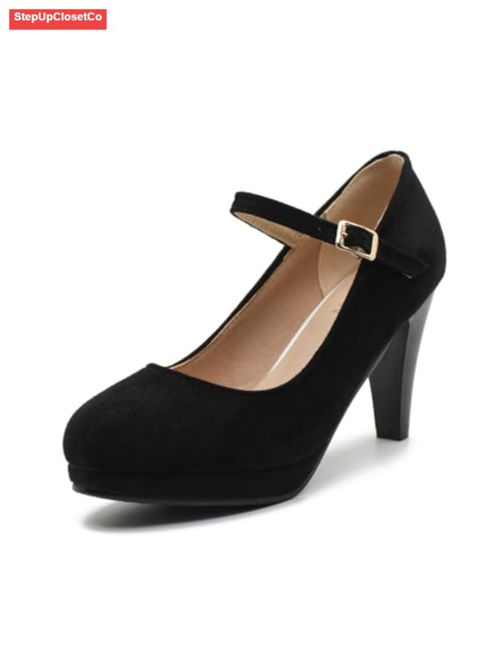 Womens Mary Jane High Heels Platform Pumps Ankle Strap Dress Shoes Faux Leather
